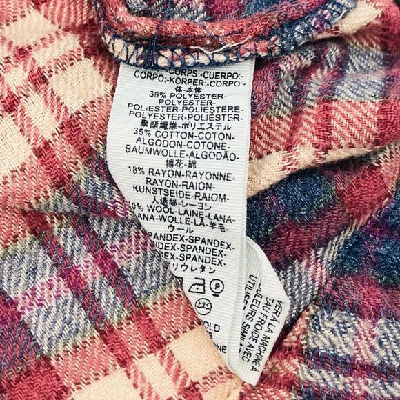 FREE PEOPLE | Northern Bound Plaid Shirt In Dark Red | size large - Picture 6 of 7